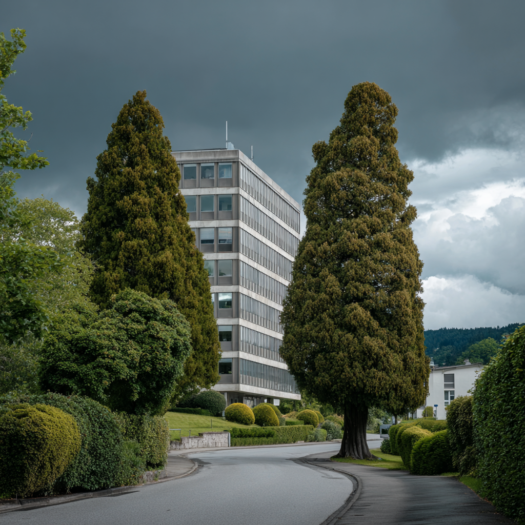 Un immeuble à Fribourg durant une tempete