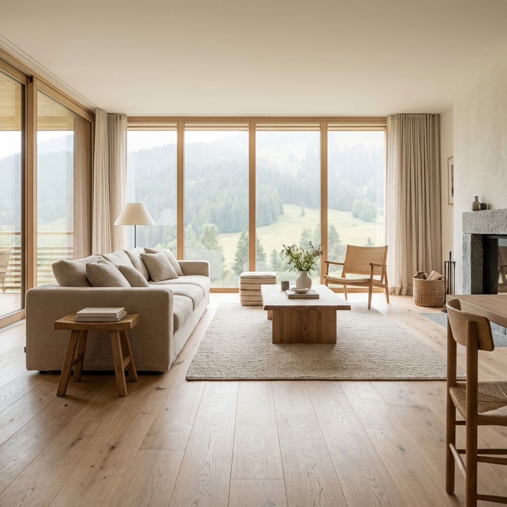 Intérieur de standing représentant un bien immobilier financé par crédit hypothécaire à Courtepin
