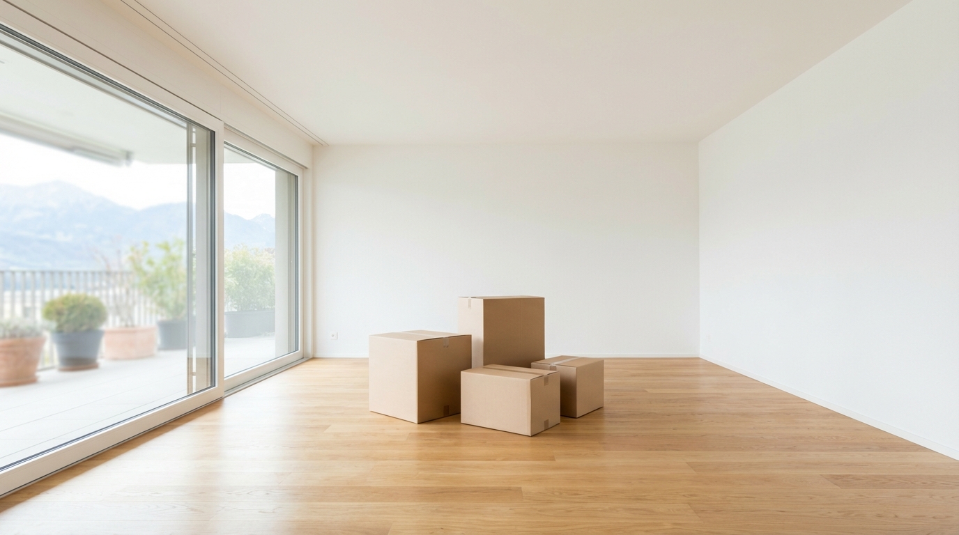 Intérieur résidentiel moderne et lumineux prêt à accueillir un déménagement à Marly.