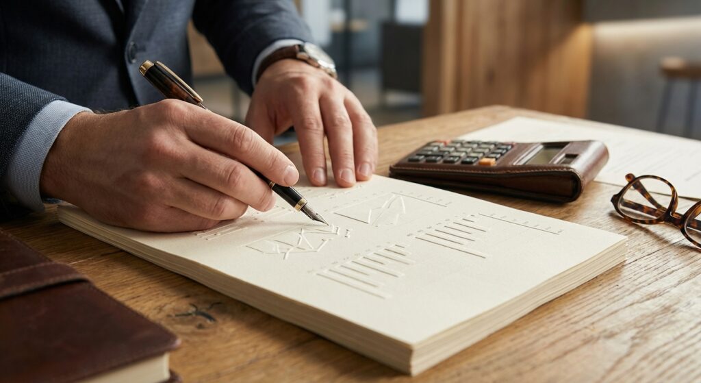 Expert analysant un plan de financement pour un crédit hypothécaire à Blonay.